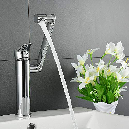 360° schwenkbar Küche Wasserhahn, Vorfenster Armatur für Küche, Mischbatterie drehbar Einhandmischer Vorfenstermontage, aus Edelstahl, Spültischarmatur