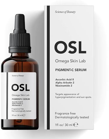 OSL Omega Skin Lab Pigment Serum 30 ml, Wirksames Vitamin C Gesichtsserum, Hellt Hautunreinheiten auf, Reinigt die Poren, Anti-Aging-Pflege für Einen Strahlenden, Ebenmäßigen Teint