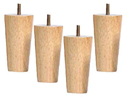 JIAOLUN123 4 Stück Möbelfüße Holz Tischbeine Massivholz Konisch Ersatz Gerader Kegel Möbelbeine für Sofa Bett Schrank M6 Gewinde Ersatz für Schrank Bett Füße