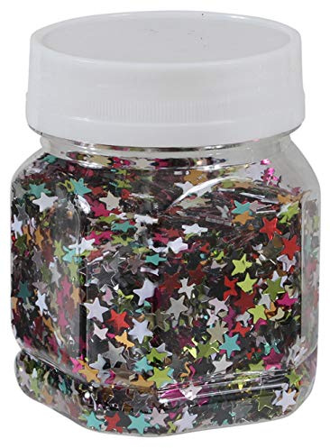 Stern-Konfetti Sternen-Streu zum Basteln und Verzieren von Karten, bunte Glitter-Sterne für Dekoration, 80 g (Multicolor)