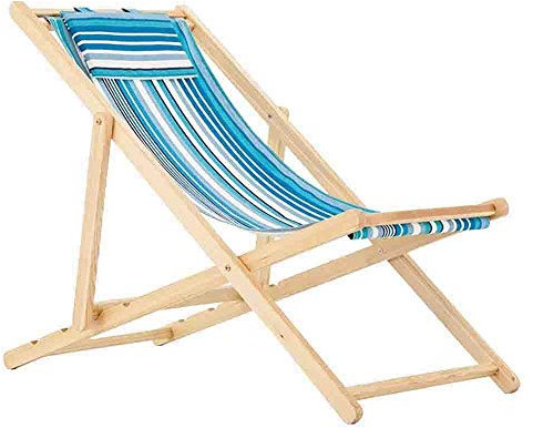 FUFU Deckchairs Outdoor Lounge Chair, Faltbarer Canvas Chair Geeignet for die Mittagspause Balkon Außenpool Sommer Cool Casual Beach Chair Klappbar (Color : Blue)