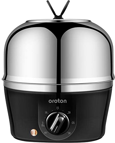 Oroton 304 stainless steel inside and outside Rapid Egg Cooker, 9 Egg Capacity Electric Egg Cooker for Hard Boiler Eggs,Poacher Eggs,Scrambled Eggs,Hard Boiled Auto Shut-Off,30 Minutes Timer Settings