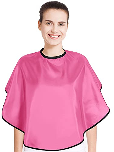 Geyoga Short Makeup Cape for Women Men Mini Haircut Cape for Artist Shampoo Beauty Salon Artist Styling(Pink)