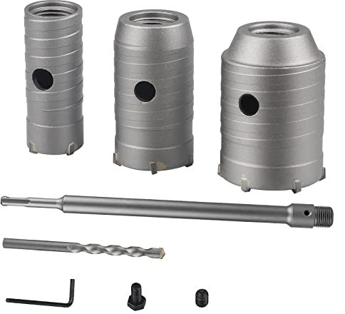 EXLECO Rundgriff SDS Plus Schaft 330mm M22 Verlängerung Hohl-Bohrkronen Betonwandbohrer Stanzbohrer Lochsägenschneider Betonzement Steinwandbohrer mit 30mm 40mm 50mm Beton Expansion Bohrkrone