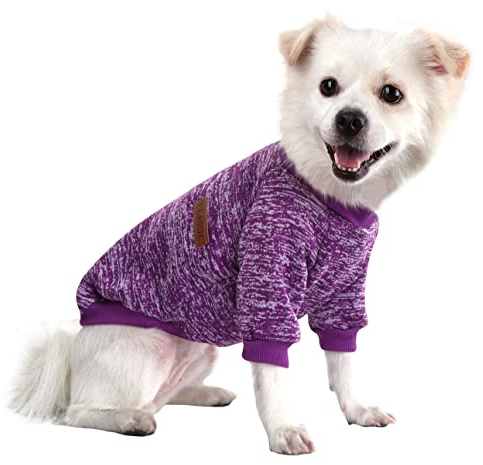 HuaLiSiJi Sweat pour Chien Pull Polaire Chien Pull-Overs pour Chiens,Chaud et Léger, Texture Douce, élastique Facile à Porter, Couleurs Vives (Medium, Violet)