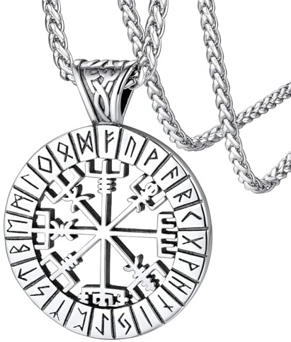 FaithHeart Herrhalsband, halsband, viking, nordisk, anpassningsbar, perforerad, valknut, keltisk knut, kompass, Tors hammare, båtankare, silver/svart/guld, punk, hiphop, present, Rostfritt stål