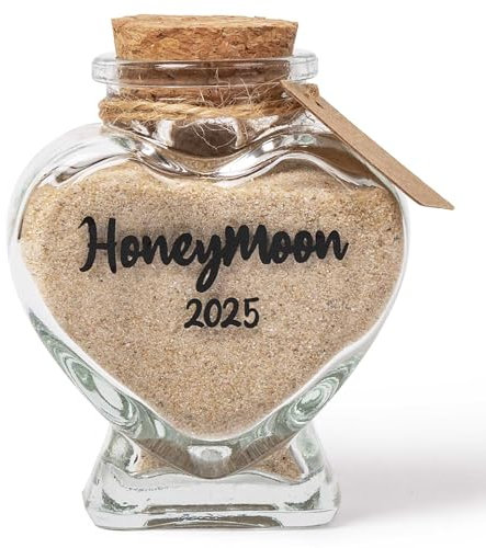 TUNGURIS Bocal souvenir sable lune de miel 2023, fête prénuptiale, mariage, fiançailles, lune de miel, voyage pour couples, jeunes mariés, fiancés (coffret cadeau inclus) – Verre de 40 ml