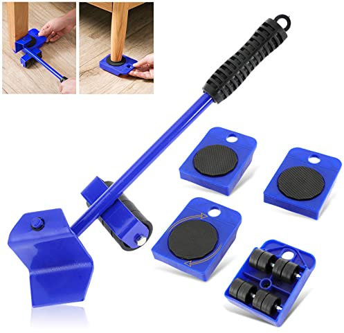Dyna-Living Furniture Lifter Mover Tools Set Upgraded Heavy Duty Furniture Moving Tools Moving Sliders Furniture Moving Roller Wheel Set for Fridge Sofa 4Pcs 360 Degree Rotatable Blue