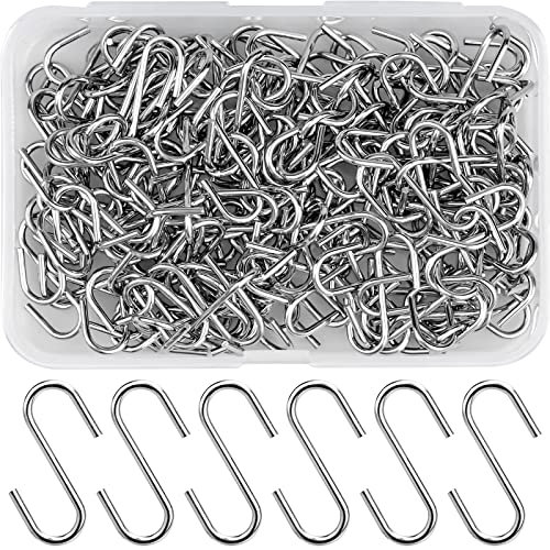 150 Mini S Ganci Connettori di Metallo - Ganci a S con Scatola di Stoccaggio per Ciondoli DIY e Etichette