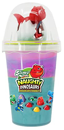 SLIMY Dinosaur Collectible - 155g Original Slimy Slime Spielmasse in Blau/Lila - elastische Spielknete & Sammelfigur (Spielzeug ab 5 Jahre)