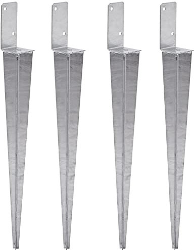 TRIBECCO Lot de 4 supports de poteau universels à frapper L - Galvanisé à chaud - Douille à enfoncer - Douille de sol - Poteau ancre en acier argenté (4, 70 x 700)