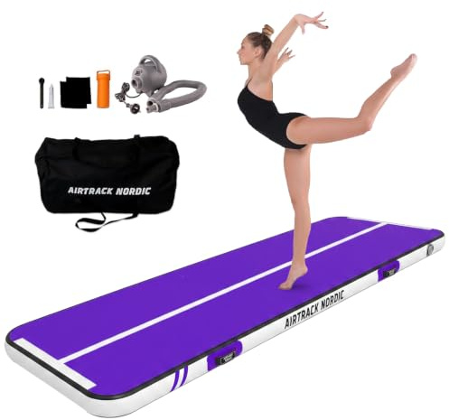 AirTrack Nordic Home Special Edition Air Track Matte 3m/4m/5m/6m/7m/8m mit Luftpumpe, Turnmatte Aufblasbar für Gymnastik, Yoga, Langlebig & Einfach zu Transportiere Air Tracking Gymnastikmatte Zuhause