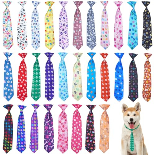 BIPY Hunde-Krawatten, Halsband, Fliege, verstellbar, Haustierpfoten-Druck, Halsbänder für kleine, mittelgroße und große Katzen, Party, Festival, Geburtstagsgeschenk, Hochzeit, Hundepflege-Zubehör