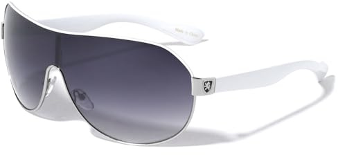 Khan Mens Oversized Wrap Around Sunglasses Unisex Designer Frame retro Womens Ladies (WHITE)