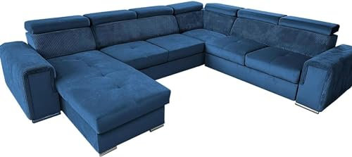 Wohnlandschaft Fondi IX, Blau in Stoff Kronos 05+Poso 05, Sofa ,Ecksofa mit Schlaffunktion ,XXL, U-Form, Big Sofa ,Modern, Bettkasten,Schlafsofa mit ottomane,folding sofa ,Möbel couch, Seite Links19