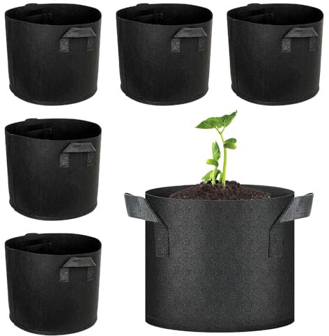 Dhqkqg 6 bolsas de cultivo de tela no tejida, 3 galones de patatas, 12 l con asas, bolsas de plantas para tomates, bolsas para plantas, para balcón, terraza, invernadero, jardín (6 x 12 L)