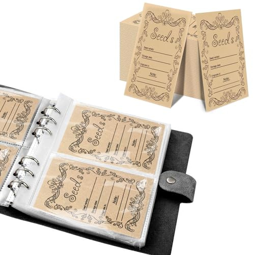 100 Samen-Aufbewahrung Umschläge, Selbstklebende Organizer für Garten, Aufbewahrungsbox, Sammelbinder und Organisation, Ideale Spar-Pakete (Schwarz)