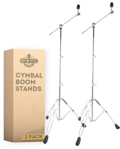 Rhythm Bytes Beckenständer, 2 Stück, verstellbare Höhe 55,9 cm - 170,2 cm, hoher Beckenständer mit verstecktem Galgenarm, robust, wandelt sich von Galgen zu Gerade, Ständer für schwere Fahrten,