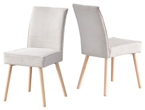 B&D home Cedric Esszimmerstühle 2er Set Anthrazit | Küchenstuhl Holz mit komfortabler Taschenfederkern-Polsterung | Polsterstuhl Kord Stoff im Skandi Design