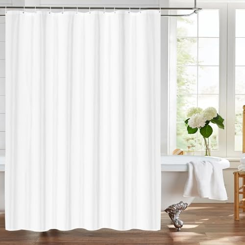 LUKDUNG Cortina de baño textil de poliéster 180 x 200, cortina de ducha antimoho, cortina de ducha de tela para bañera y ducha, impermeable, lavable, cortina