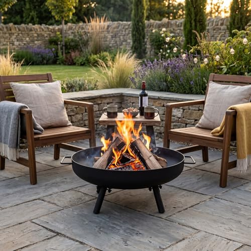 Feuerschale Eisen Schwarz 50cm Feuerkorb Garten Feuerstelle Outdoor Kamin Gartenfeuer