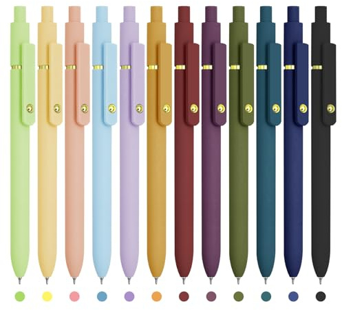 UIXJODO Buntstifte, 12 Stück Gold, leuchtende und Vintage-Farben, Schreibstifte mit feiner Spitze, glattes Schreiben
