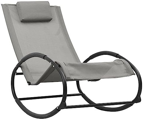 HETFTJN Freibad Liege Strandkorb Loungesessel Outdoor Saunaliege - Sonnenliege mit Kissen Stahl und Textilene Grau für Camping Garten Balkon Outdoor