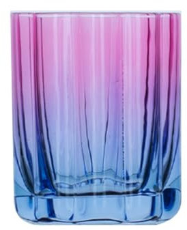 Jarsense Verre à cocktail vintage strié bleu et rose dégradé de pétales de fleurs, 260 ml, verre à whisky classique strié pour café, jus, boissons mélangées