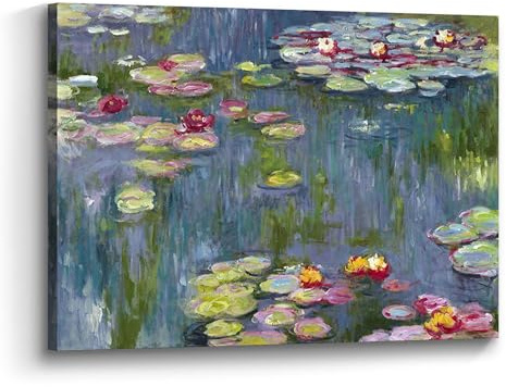the stream design Water Lilies Canvas Wall Art: Claude Monet Famous Painting Print Flower Lake Picture Reproduction Giclee Artwork for Bedroom Living Room Home