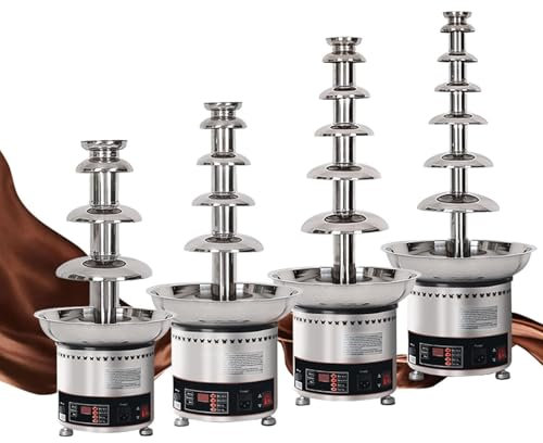 Oiyekntd Fontaine à Chocolat Grande capacité, 4/5/6/7 Niveaux, Cascade de Fondue au Chocolat Commerciale avec contrôle de la température, Chauffe-Sauce pour équipement de Buffet de Mariage,5Tiers