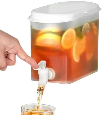 Hervidor frío de 3,5 L con grifo, dispensador de agua de cocina de ro, dispensador de bebidas transparente con espiga, recipiente de agua para refrigerador, recipiente de bebidas de frutas, para