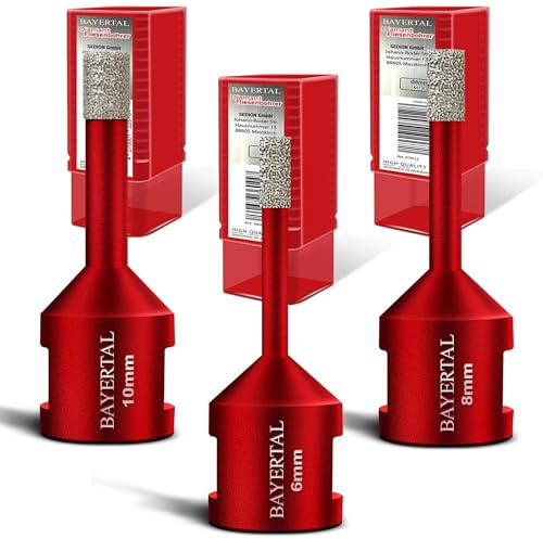 BAYERTAL® Set di punte per piastrelle 3 pezzi Ø 6, 8, 10 mm M14 Premium – Punte diamantate per piastrelle dure e gres porcellanato – Perfezione in qualità industriale per risultati professionali
