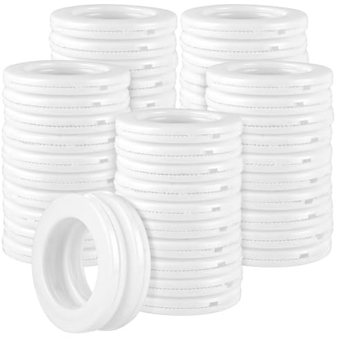 YAYODS 50 stycken gardinringar gardinringar – gardinöljetter Ø 40 mm innerdiameter vit gardin öljetter ringar – akryl gardinringar – gardin ringar öljetter gardiner ringar för stång