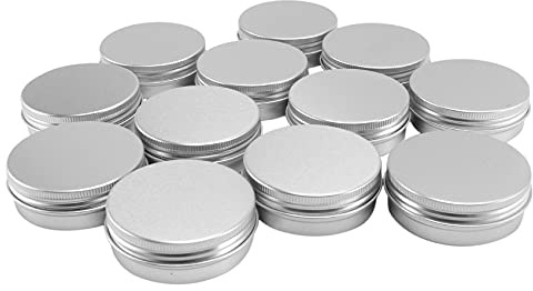 Rinteea 12 X 50 Ml Aluminiumsminkkrukor 50 Ml Kapacitet Tomma Små Kosmetika/Ljus/Kryddkrukor Burkar Burkar