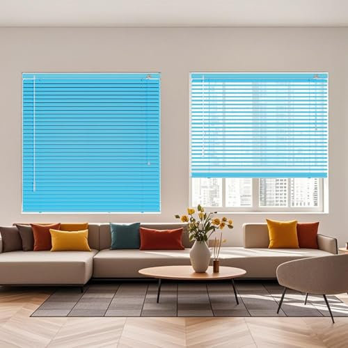 Persiana Veneciana para Interior Ventana, Persianas Venecianas Aluminio Blackout, Lamas de 2.5cm Estores Horizontales 20 35 45 54 66 80 100 120 135 155 180 200cm Fácil Instalación Impermeables(Dark Bl