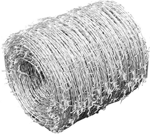 Stacheldraht Weidezaun, Verzinkt Stacheldraht-Rolle, Weidedraht Rolle Als Drahtzaun Für Kunsthandwerk, Zäune, Garten, Kettengliedzaun,2.5mm,200m(656ft)