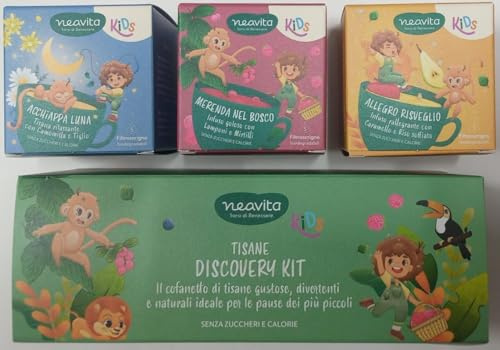 Neavita Kids Tisane Discovery Kit - il cofanetto con Tisane Kids gustose, divertenti e naturali per bambini - 15 Filtroscrigno