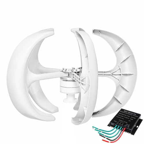 Aerogenerador Vertical de 16 000 W: diseño eficiente de 5 Palas de Eje Vertical pequeño para generación de energía en Exteriores (12 V, 24 V, 48 V, 220 V)