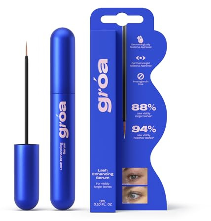 groa lash enhancing serum - essential lash serum without prostaglandin. best lash serum with peptides for healthier and longer-looking lashes in 6 weeks. lash conditioner with nourishing ingredients.