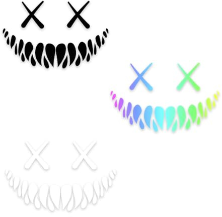 JYNXOR 3 Stücke Reflektierend Dämon Smile Aufkleber, Auto Aufkleber, Reflektierende Aufkleber, Motorrad Aufkleber, Reflektierend Auto Aufkleber Geeignet für Autos,Motorräder,Helme