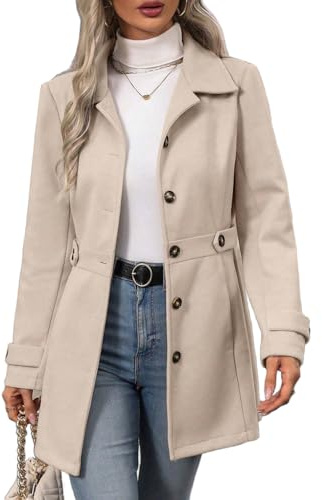 HrreBro Long Wool Coats for Women 2025 Business Casual Blazer Jackets Fall Winter Peacoat Cardigan Outwear, Beige, L