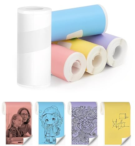 THQAE 5 rouleaux Papier thermique pour appareils photo instantanés pour enfants,papier imprimante thermique,pour Appareils Photo Instantanés Mini Imprimante,57x25mm