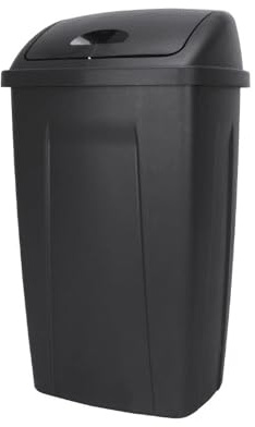 Kitchen Trash Can, 13 Gallon Plastic Garbage Bin with Swing Top Lid, Black