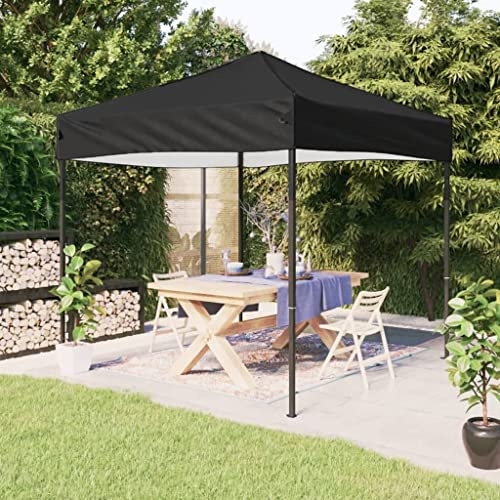 Mokuyary Mottagningstält hopfällbart svart 2 x 2 m mottagningstält, trädgårdspaviljong lusthus lusthus för camping, evenemang, terrasser, festivaler