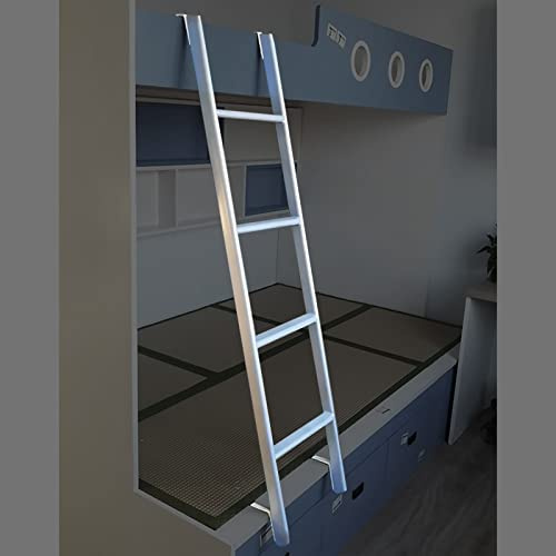 Scaletta Regolabile e sospesa per Letti a Castello di Camper, con Gradino in Metallo e Gancio, Colore Argento, Antiscivolo, Ideale per dormitori Studenteschi, camere da Letto, Loft e apparta