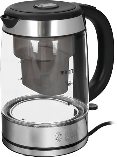 Russell Hobbs Clarity - Hervidor de Agua Eléctrico con Filtro Brita (2200 W, 1l, Cristal, Inox, Gris) - ref. 20760-57