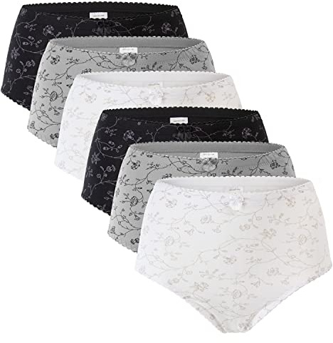 Celodoro Damen Taillenslip (6er Pack) Microfaser-Slip mit Blümchen-Muster - Classic Mix XL (48-50)