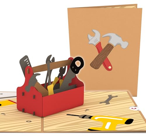 Lovepop® 3D Pop-Up Karte Werkzeugkasten für Handwerker, Heimwerker, Bastler, Werkzeug-Fans toolbox greeting card | inkl. Umschlag & Versteckfach für Geld & Gutscheine
