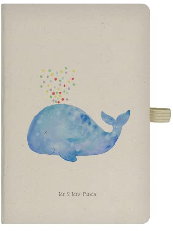 Mr. & Mrs. Panda Tagebuch Wal Konfetti - Geschenk, Notizheft, A5 Heft, Adressbuch, Journal, Wale, notizbuch, Meer, Abnehmen, Trennung, Diät, Geburtstag
