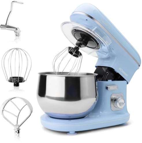 Bomann® Küchenmaschine 1100 Watt | Knetmaschine 5L | inkl. Knethaken, Rührhaken und Schneebsen | für bis zu 3 kg Teig | robustes Spezialgetriebe | Food Processor | Teigmaschine KM 6030 CB blau